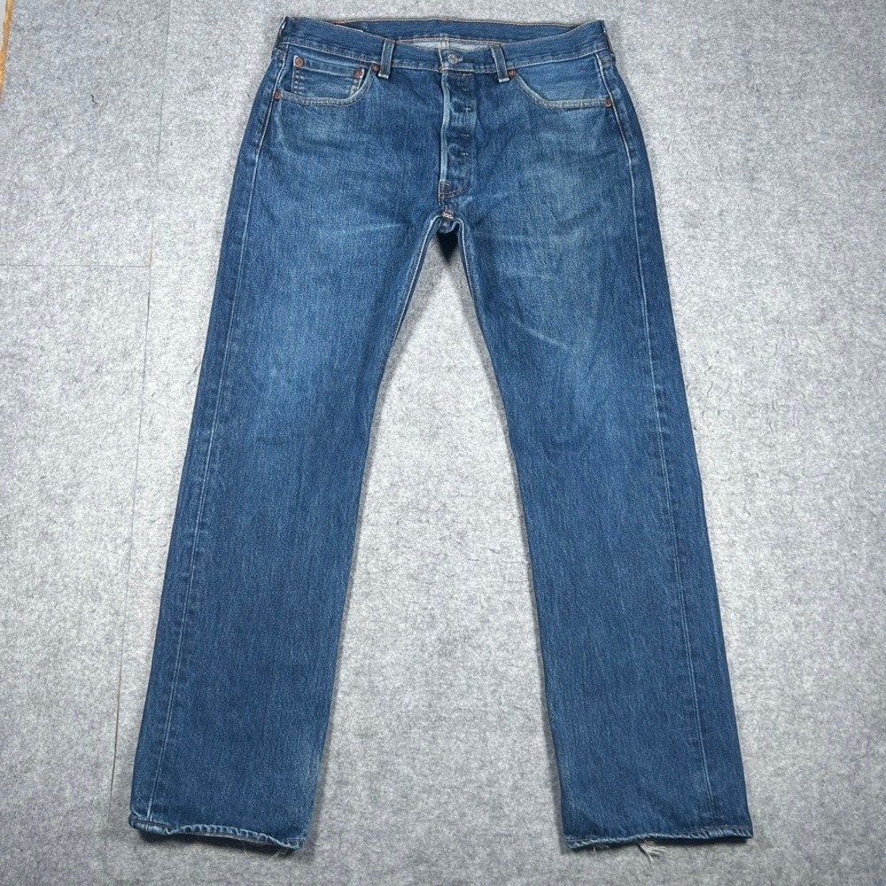 Levi's Denim Jeans Mens W34 L32 Blue 501 Original Fit Straight Leg Classic